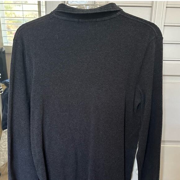 Vintage LRL Gray Long Sleeve Polo Top Cotton size M Green Label - Picture 6 of 6